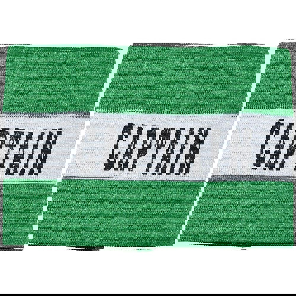 Junior Captains Armband - GREEN - Football Rugby Sports Arm Bands - White Strap