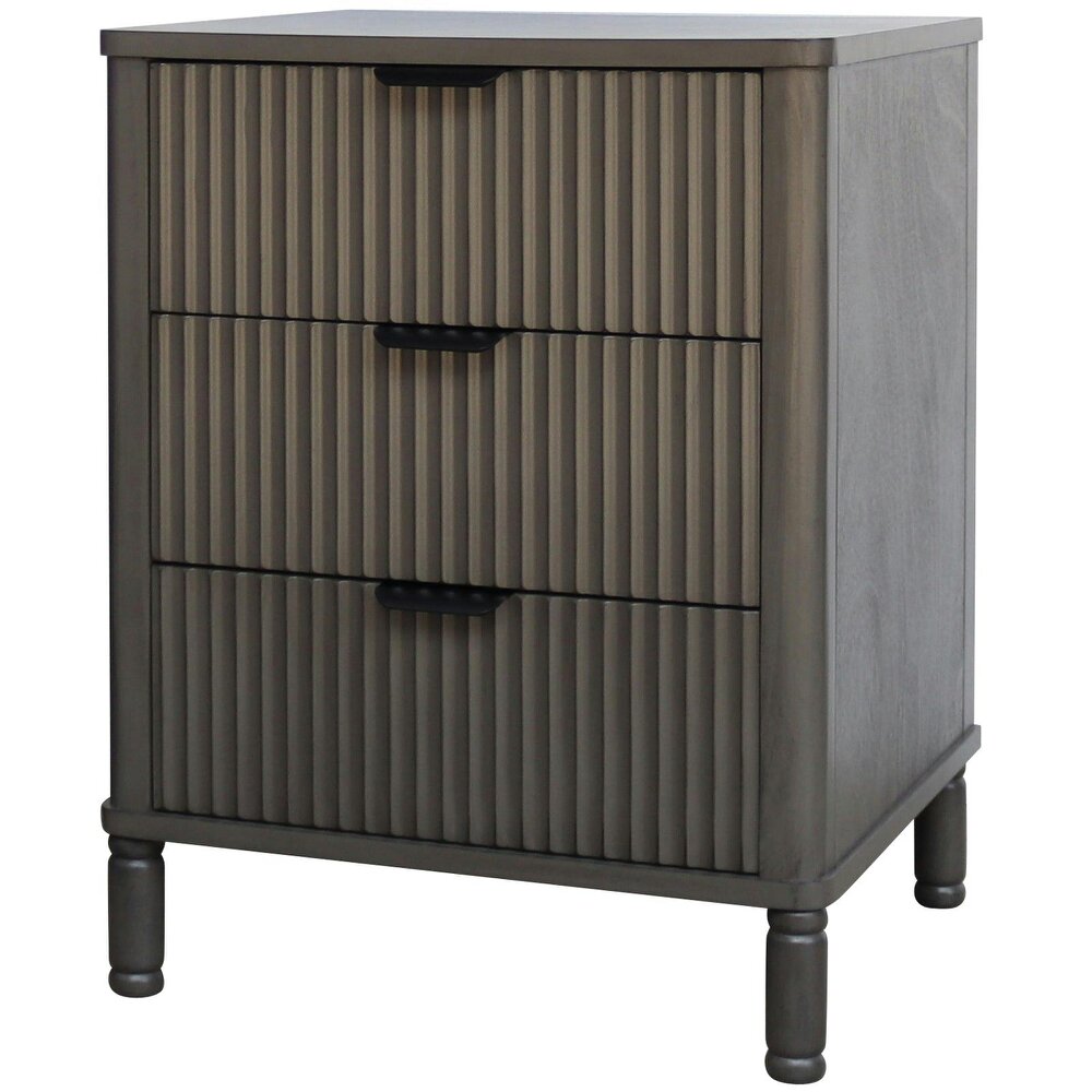 Wyld Haus Sagevale Ribbed 3 Drawer Bedside Table
