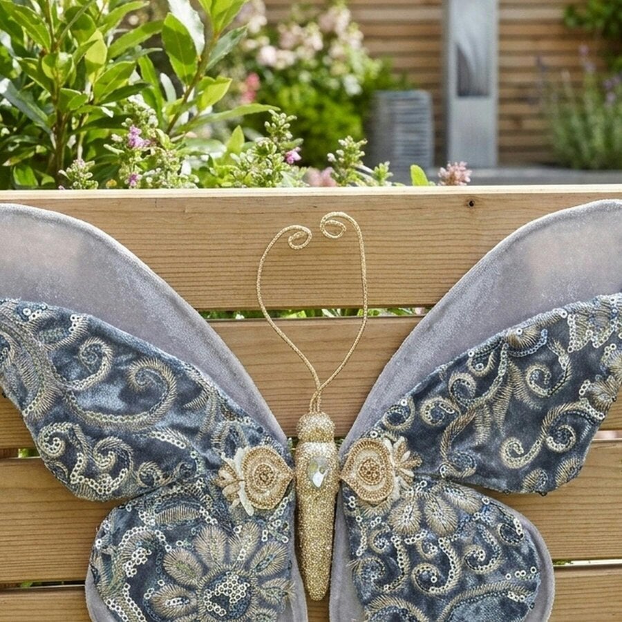Garden Greatness Blue Patterned Butterfly Wall Decor