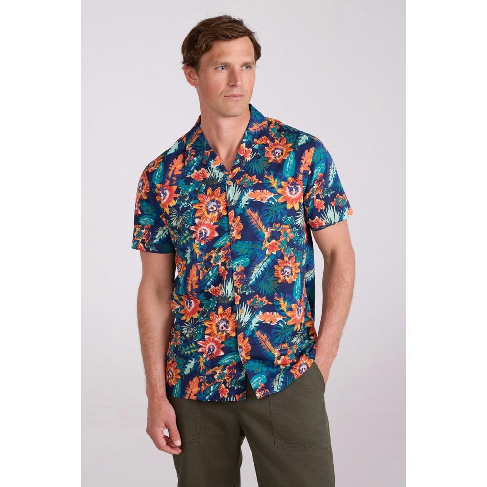 Mountain Warehouse Mens Palm Leaf Beach Shirt - Bright Blue