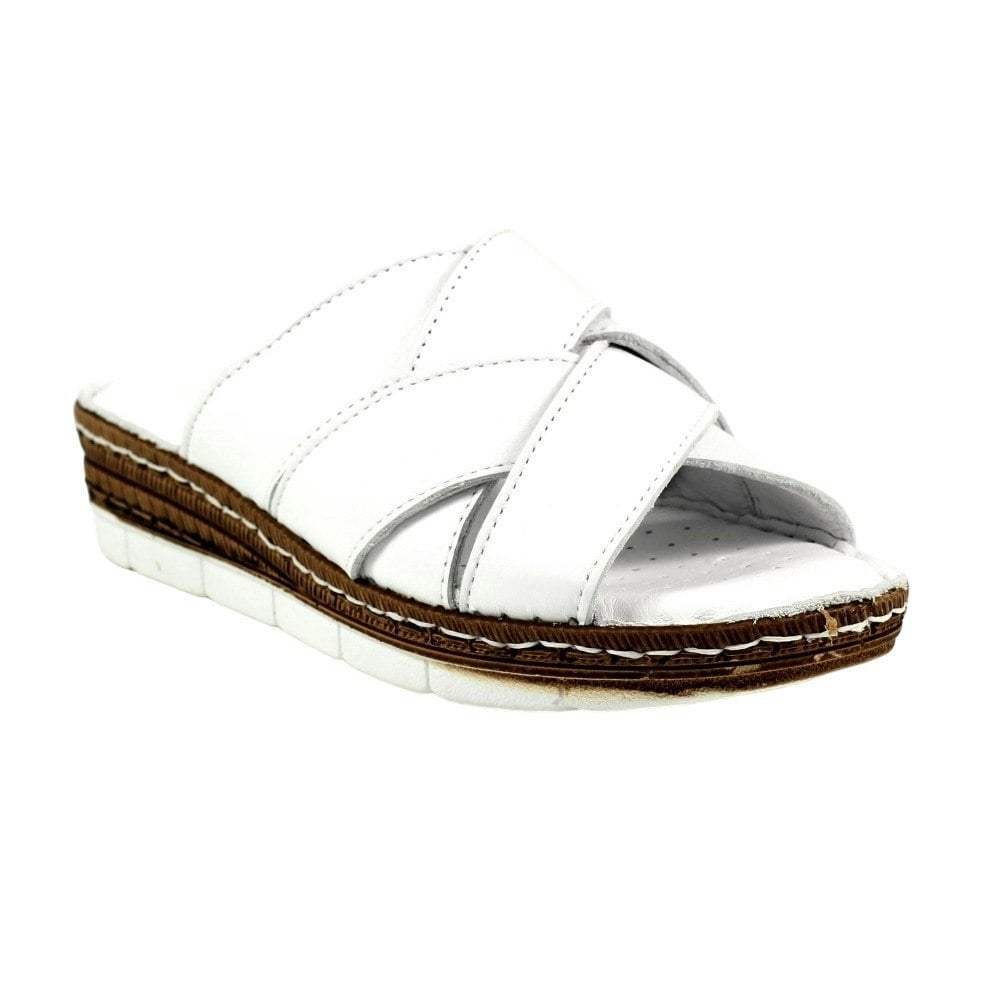 Lunar Womens Gwen Leather Sandals - White
