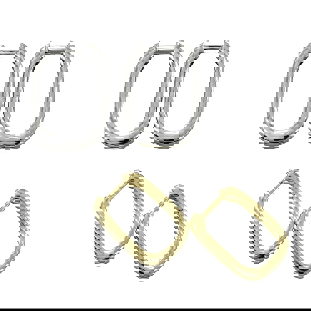 Rectangular Hoop Earrings in Sterling Silver - Reeves & Reeves