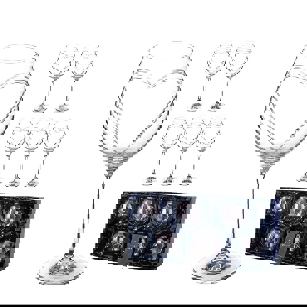 Diamante Hearts Crystal Gin Glasses Adorned with Swarvoski® Crystals - Set of 6