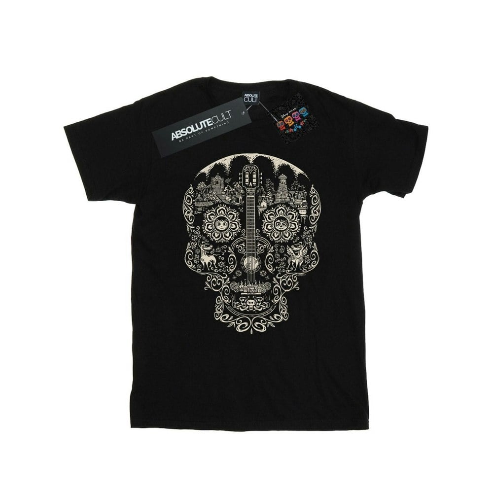 Disney Mens Coco Skull Mono Pattern T-Shirt - Black