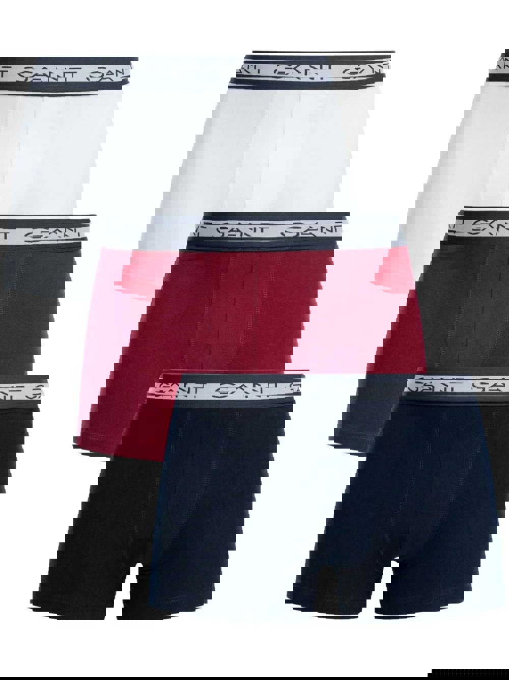 GantTrunks 3 - pack3 - Pack Striped Waistband Boxer Trunks, Navy/White/BurgundyBoxers - and - Briefs.net