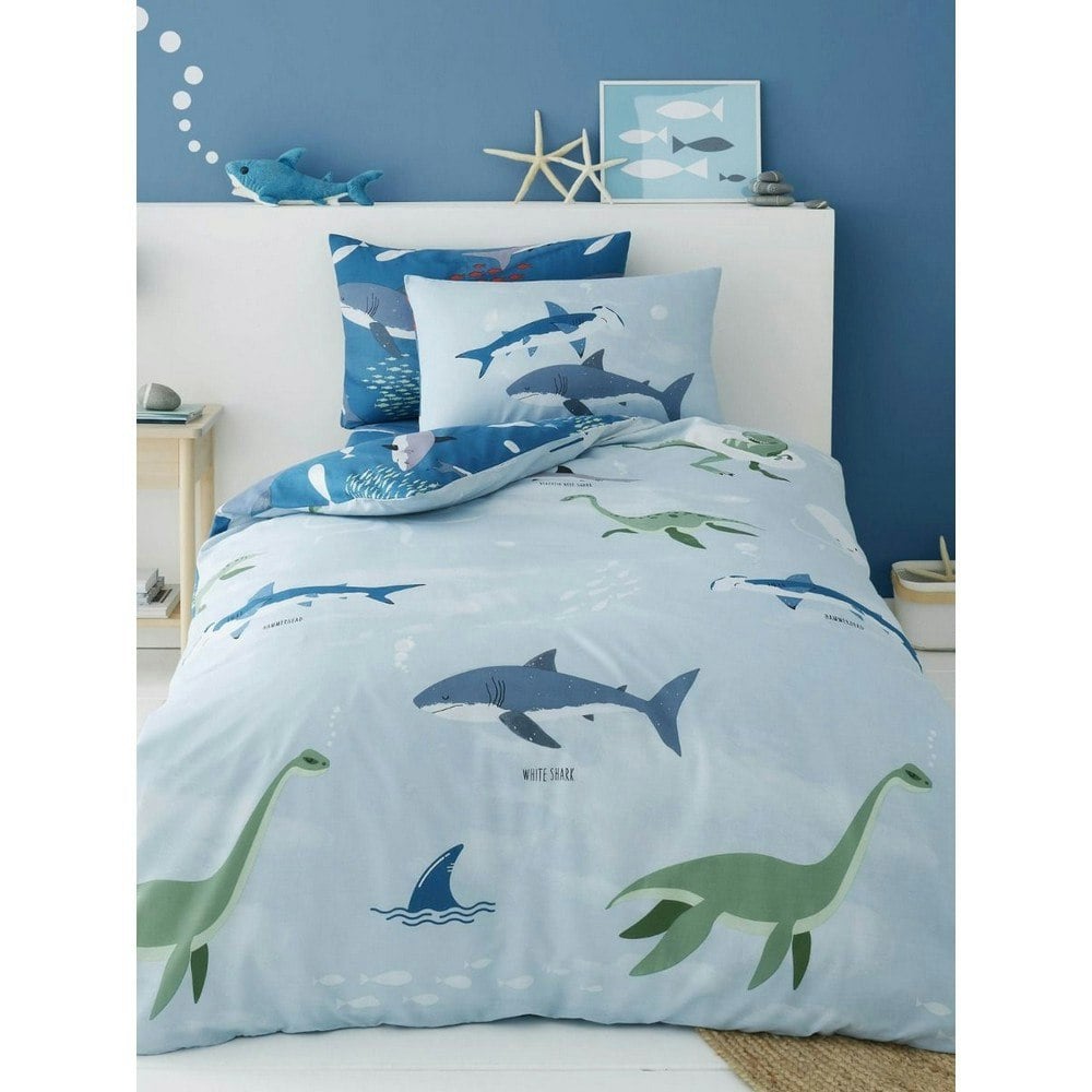 Generic Sea Dino Shark Duvet Cover Set - Blue