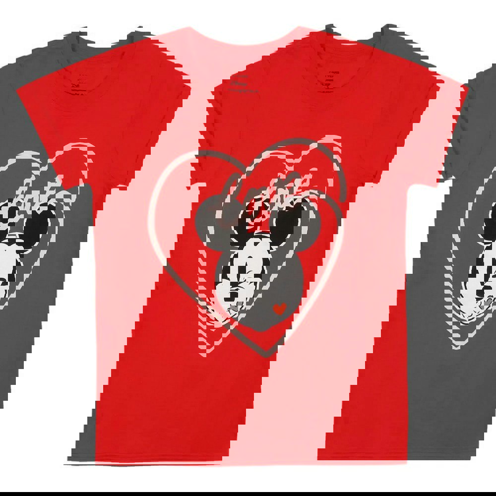 Disney Girls Mickey Mouse Kiss T-Shirt - Red