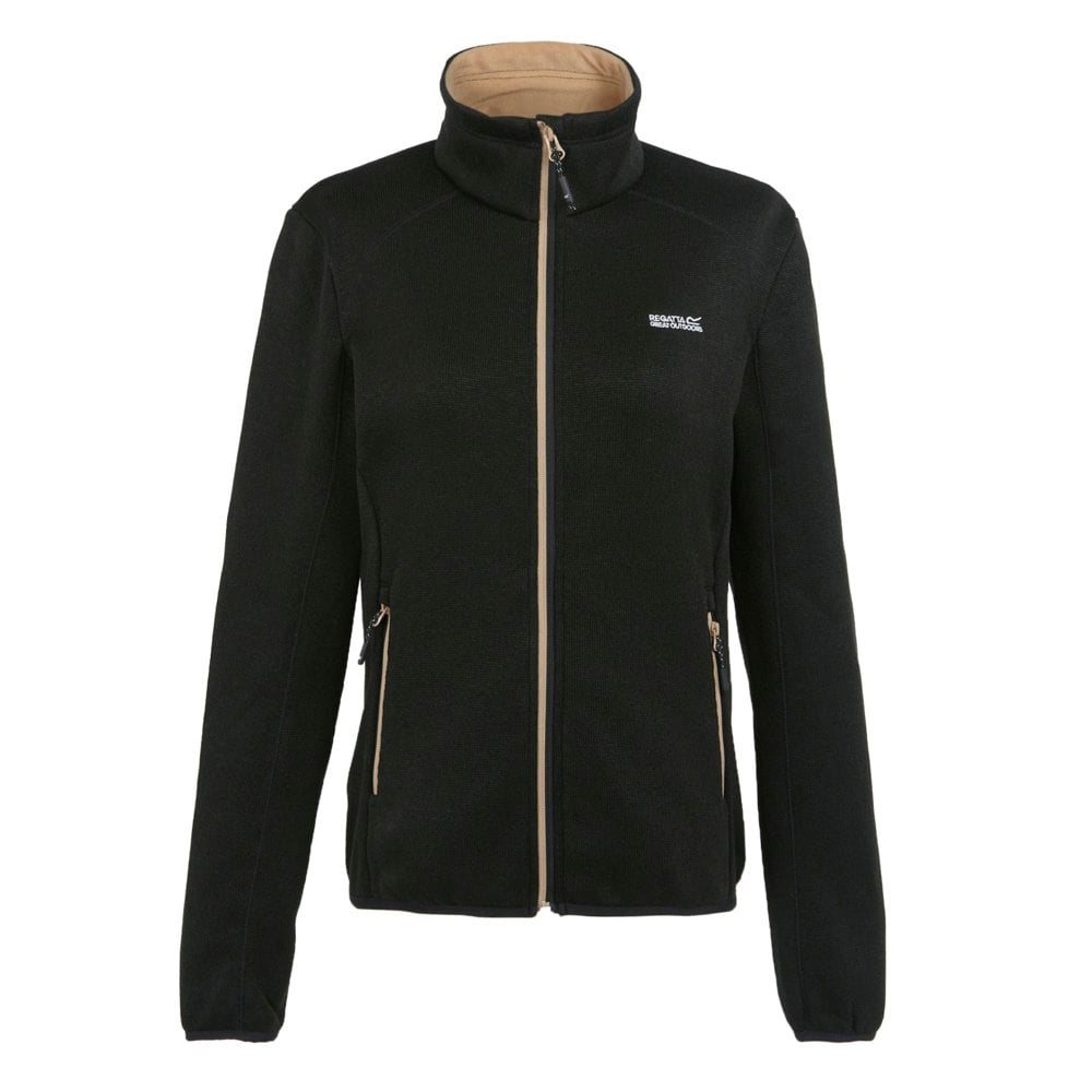 Regatta Women's Newhill Marl Full Zip Fleece Jacket - Black/Warm Taupe