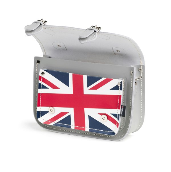 Zatchels Union Jack Midi Satchel - Ghost Grey