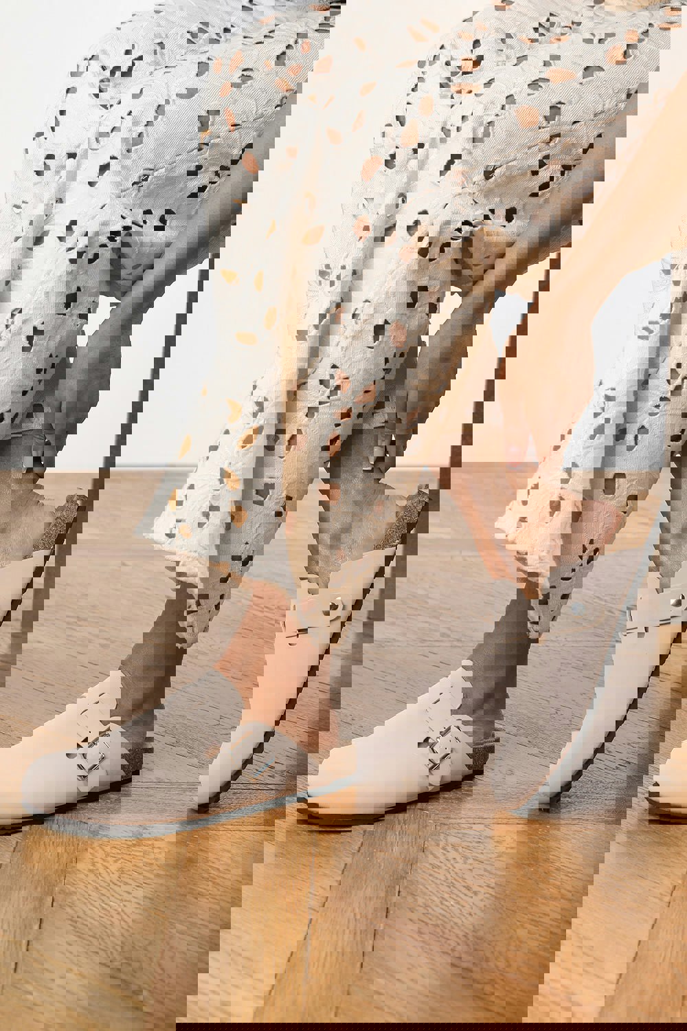 Where's That From Zara Clog Inspired Slider Sandal in Cream Faux Suede