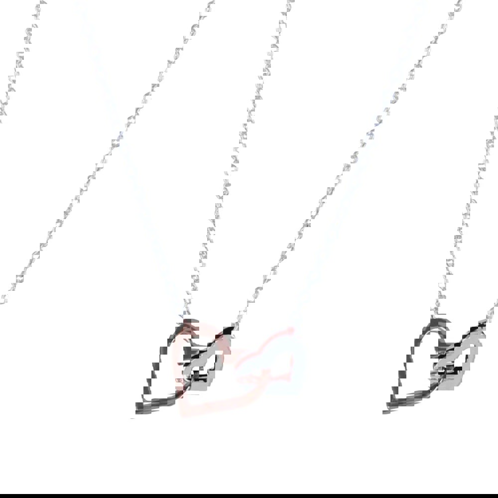 Entwined Hearts Sterling Silver and Rose Gold Plated Necklace - Reeves & Reeves