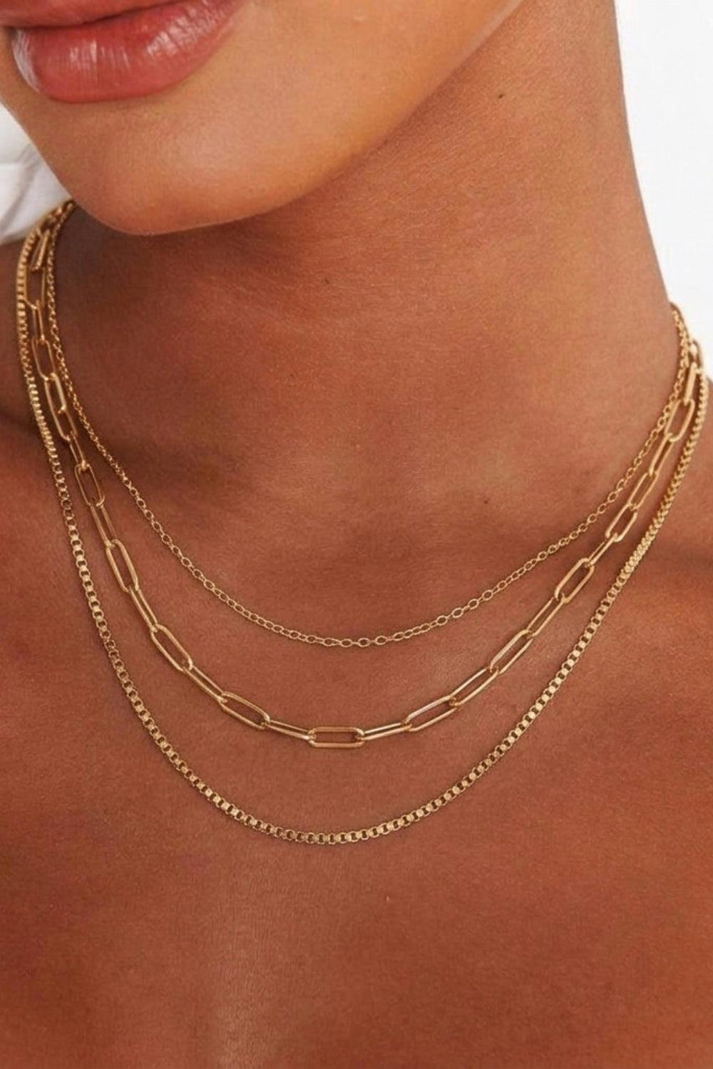 Serla 3 Layer 18K Gold Plated Necklace Set