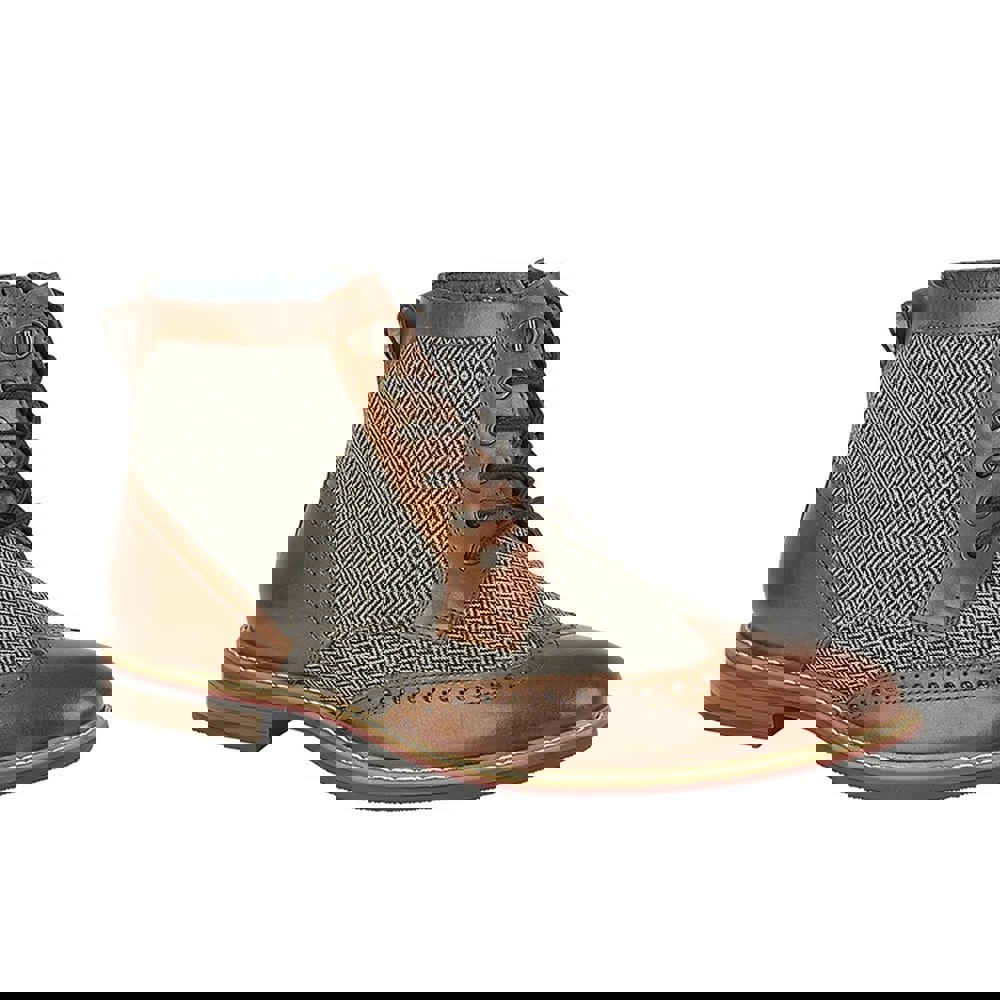 Roamers Men's Herringbone Leather Ankle Boots - Tan