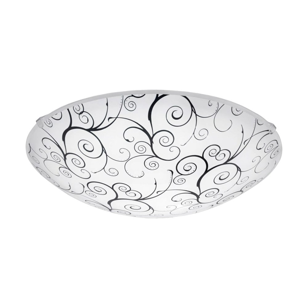 Wall Flush Ceiling Light Colour White Shade White Black Clear Glass Bulb LED 11W Loops