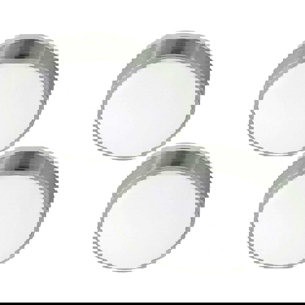 2 PACK Wall Flush Ceiling Light White Shade White Satined Nickel Plastic LED 18W Loops