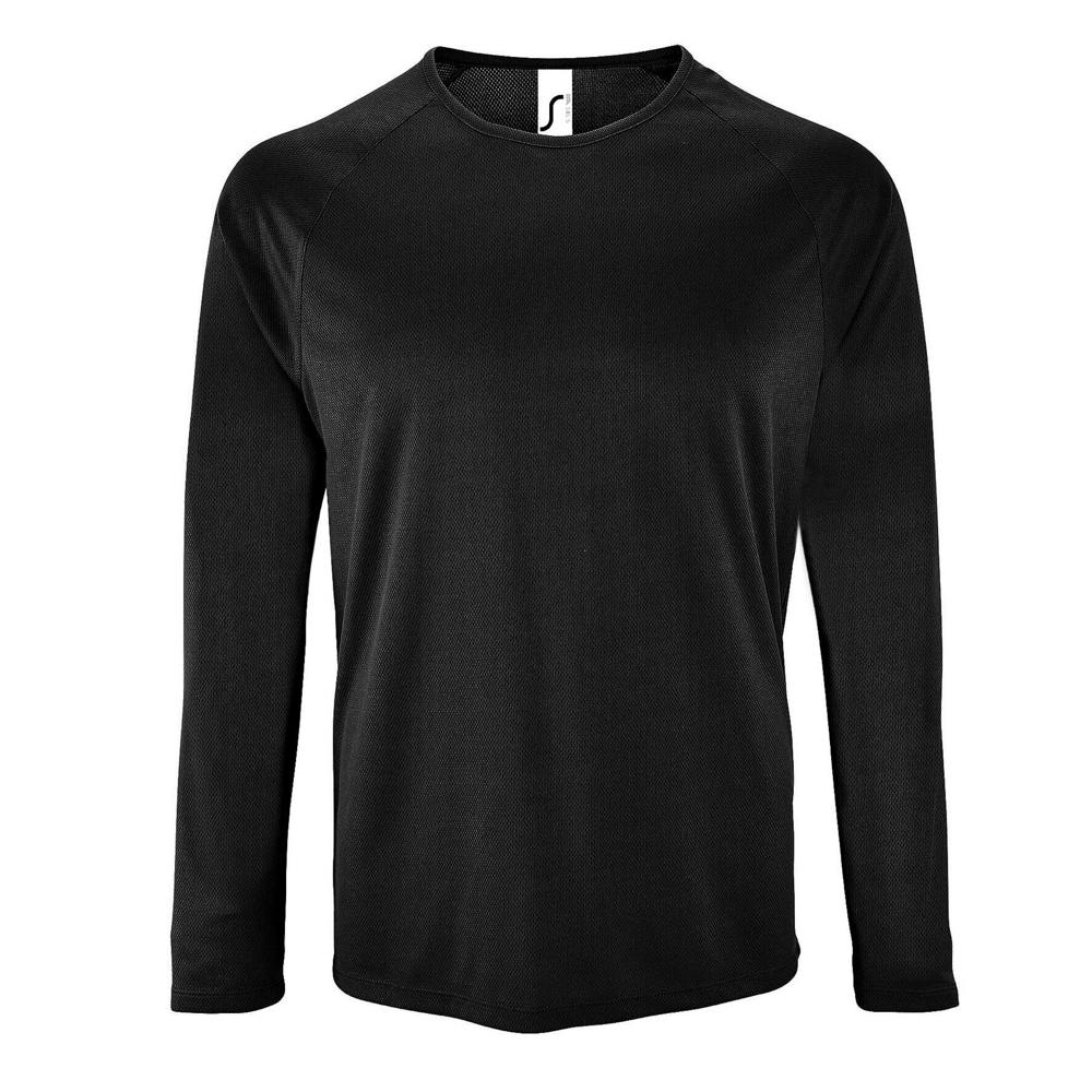 SOLS Mens Sporty Long Sleeve Performance T-Shirt - Black - Black