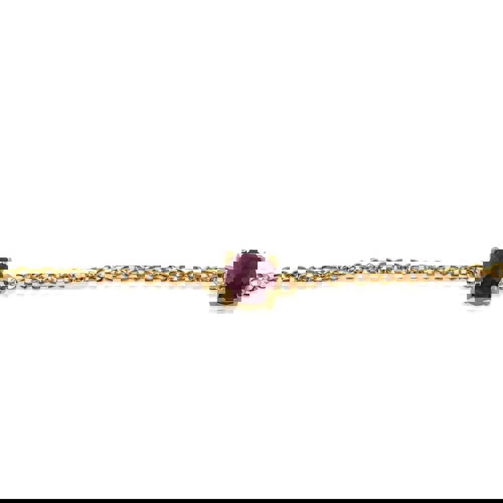 Classic Round Ruby Checkerboard Bracelet in 9ct Yellow Gold - Gemondo
