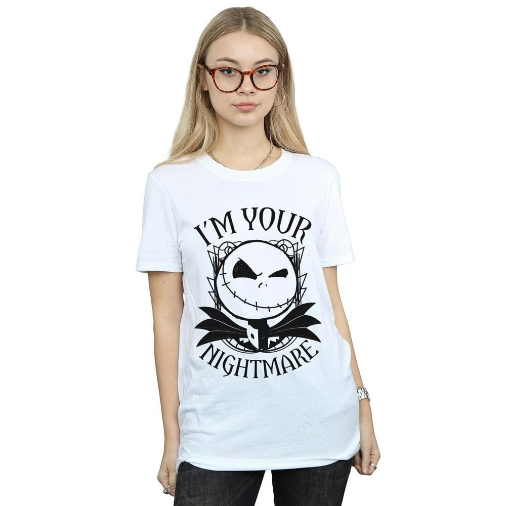 Disney Womens/Ladies Nightmare Before Christmas Nightmare Cotton Boyfriend T-Shirt - White