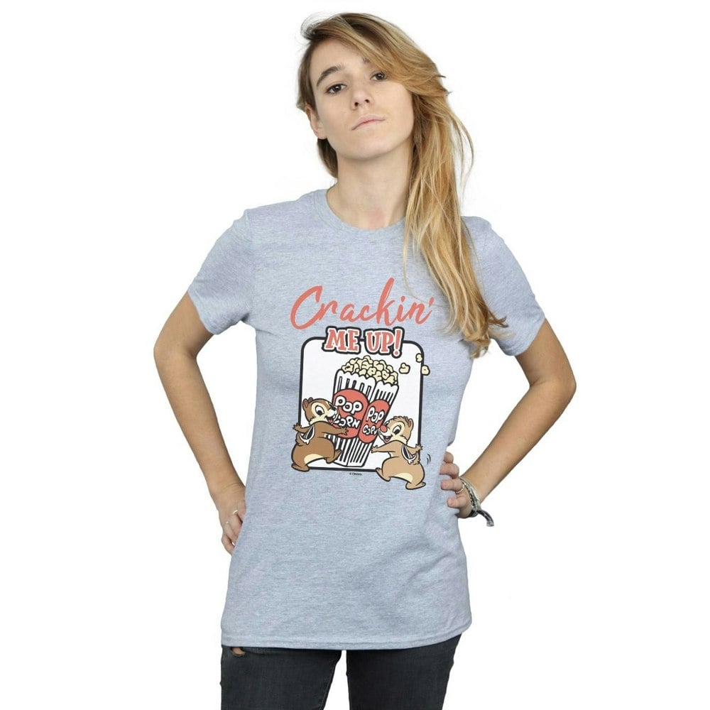 Disney Womens/Ladies Chip N Dale Crackin Me Up Cotton Boyfriend T-Shirt - Sports Grey