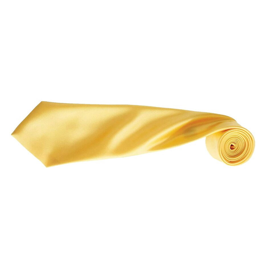 Premier Mens Plain Satin Tie (Narrow Blade) (Pack of 2) - Sunflower