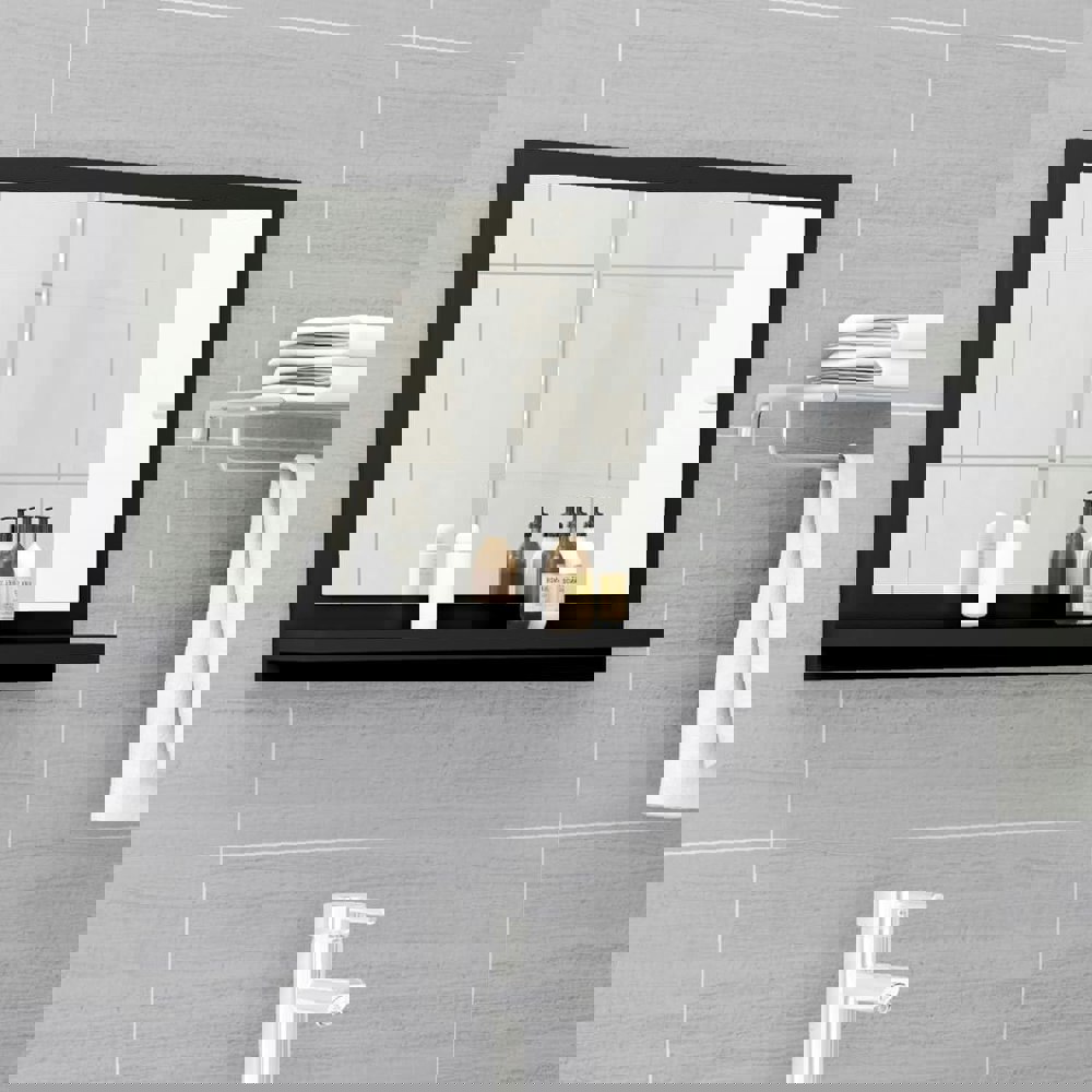 Berkfield Bathroom Mirror Black 60x10.5x37 cm Engineered Wood