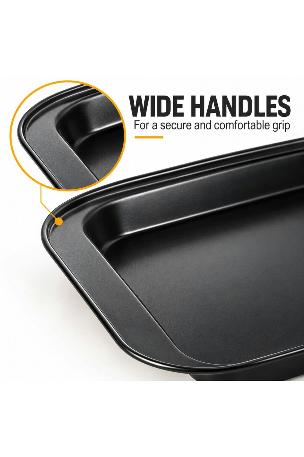 Dyzi 47cm Non-Stick Rectangular Baking Tray Shallow Oven Pan Black