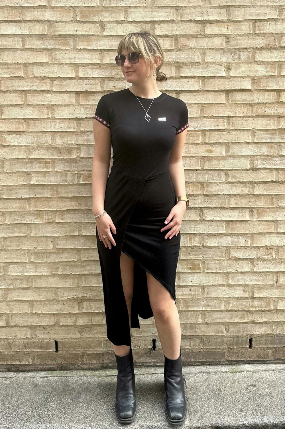 Handmade Stories Upcycled asymmetrical midi black dress