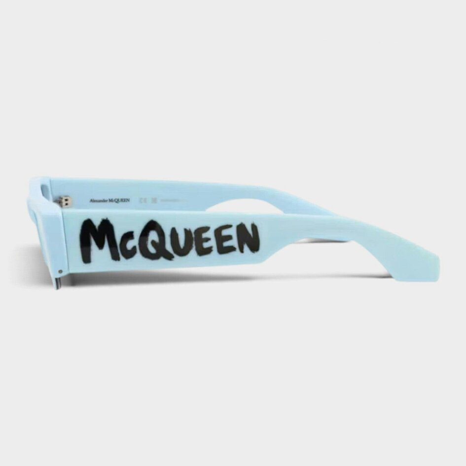 Alexander McQueen Square Rectangle Sunglasses Light Blue Black