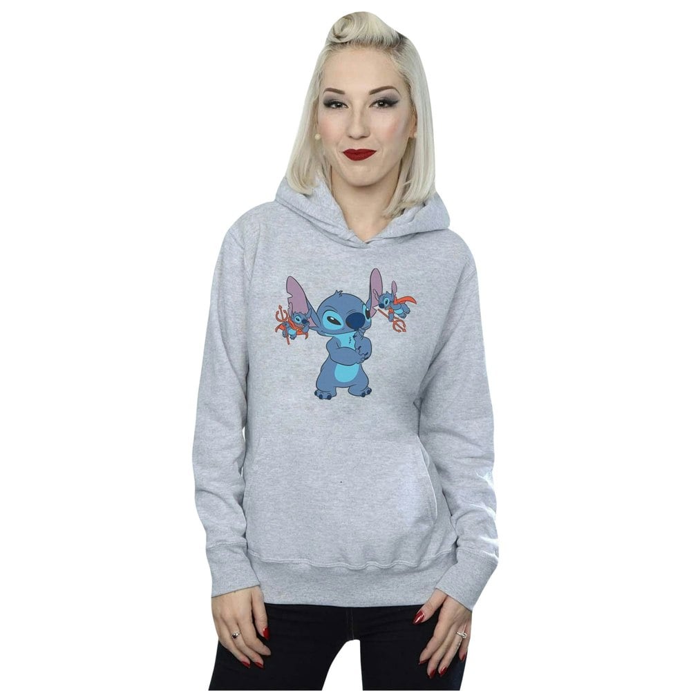 Disney Women's Lilo And Stitch Little Devils Hoodie - Sports Grey