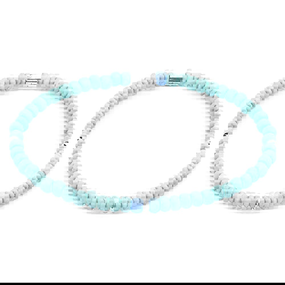 Anchor & Crew Pastel Green - Blue Evelyn Silver and Glass SKINNY Bracelet 