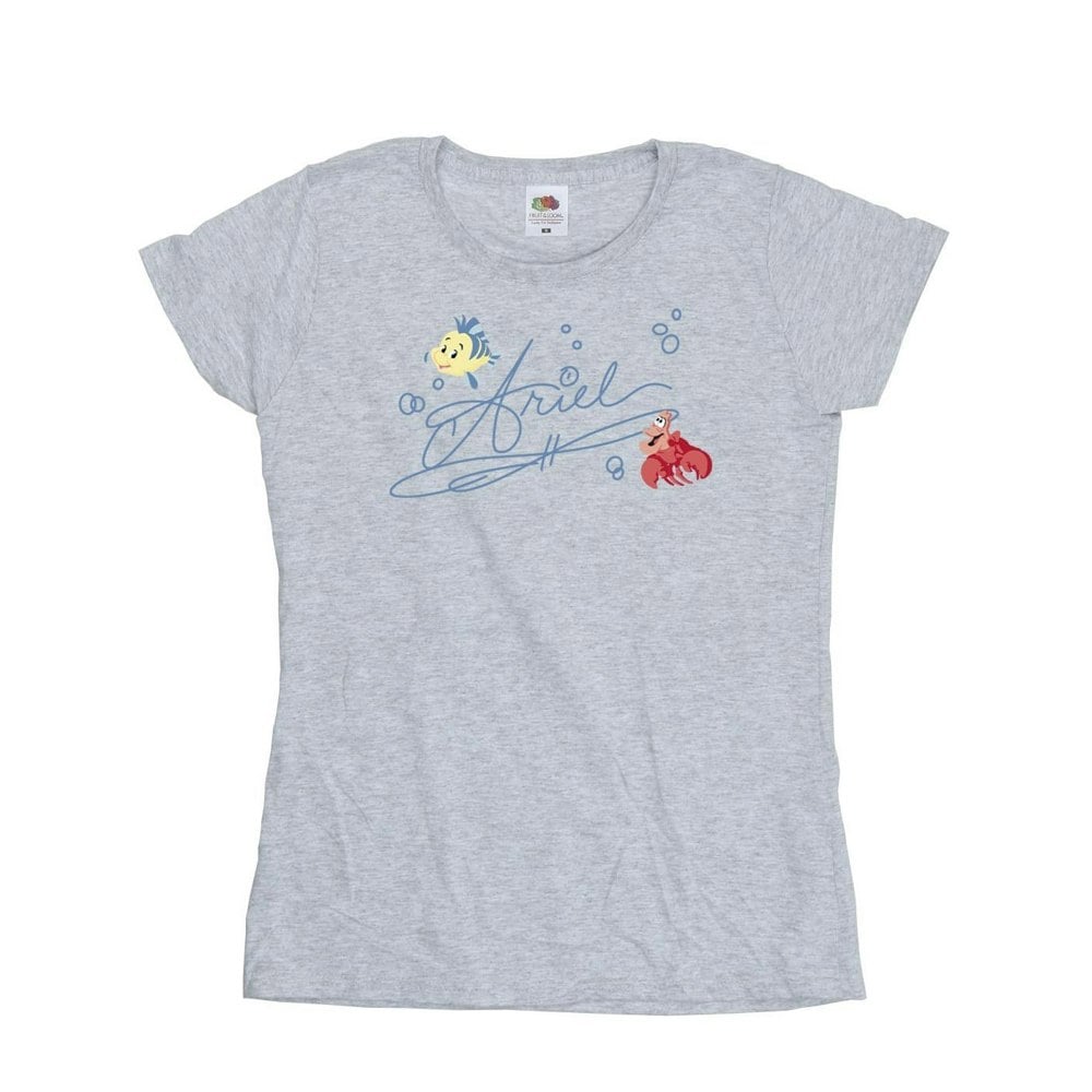 Disney Womens/Ladies The Little Mermaid Ariel Cotton T-Shirt - Sports Grey