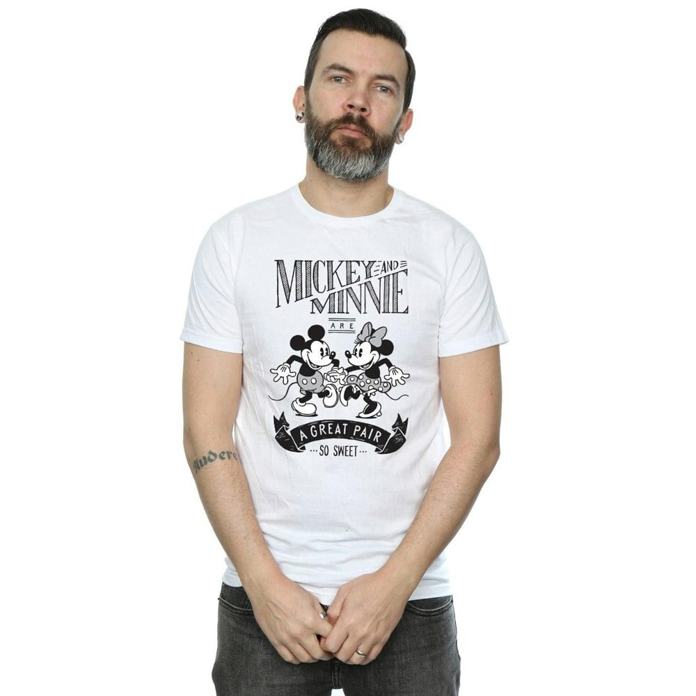 Disney Mens Mickey And Minnie Mouse Great Pair T-Shirt - White