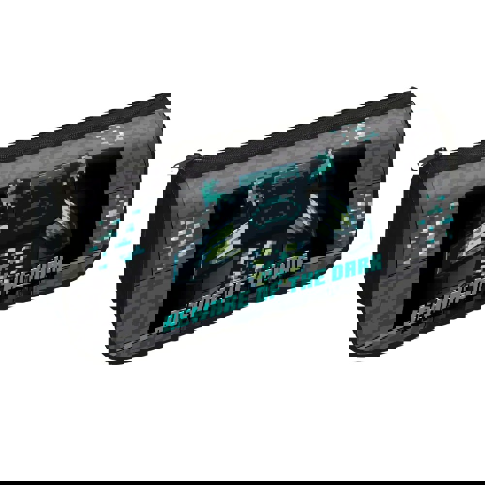 Minecraft Beware Of The Dark Logo Pencil Case - Green/Black