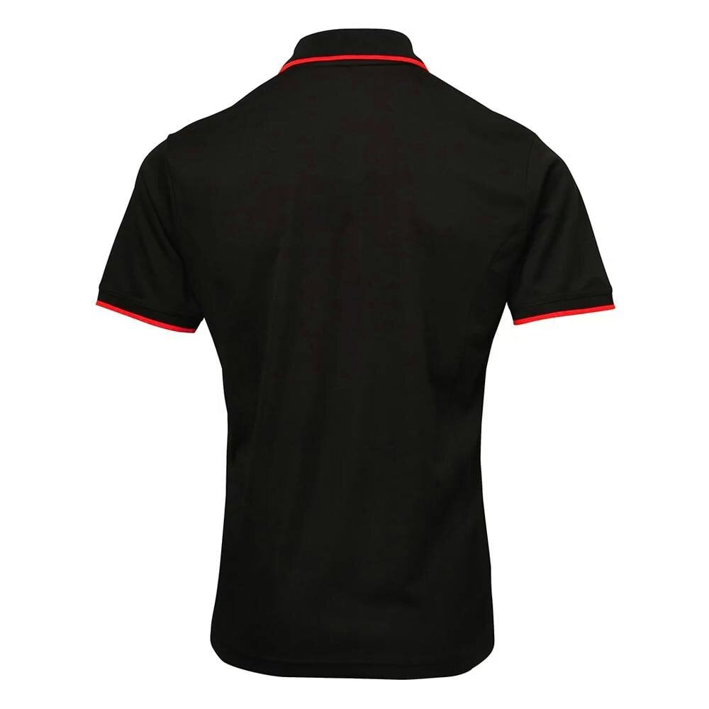 Premier Mens Coolchecker Contrast Pique Polo Shirt - Black/Red