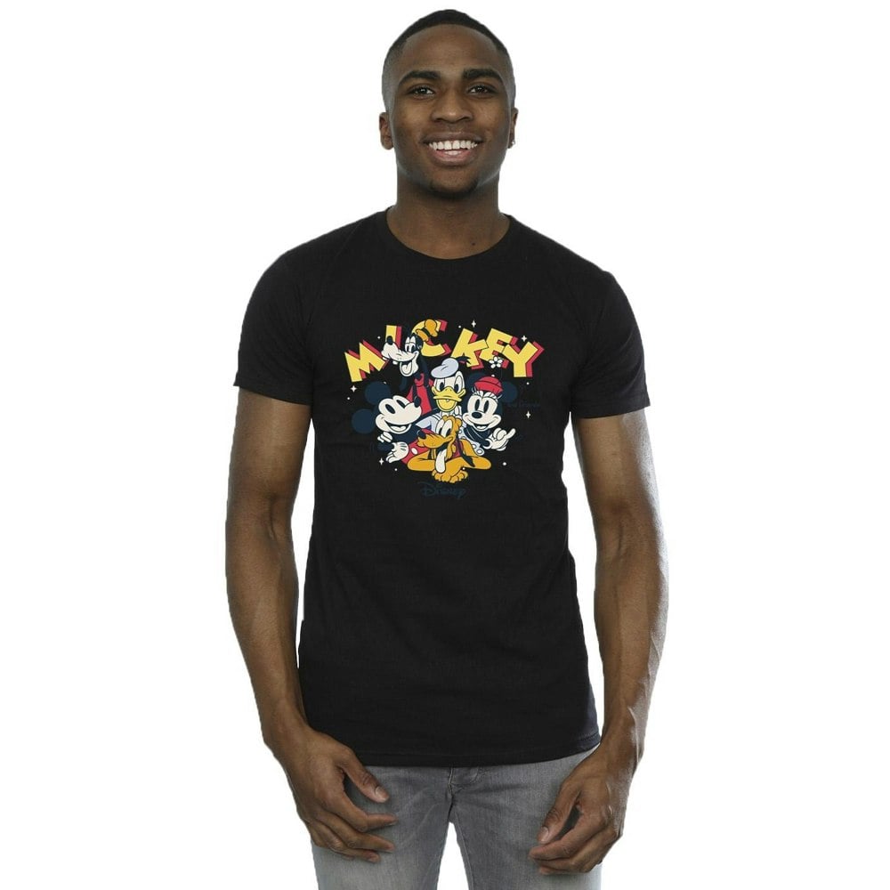 Disney Mens Mickey Mouse Group T-Shirt - Black