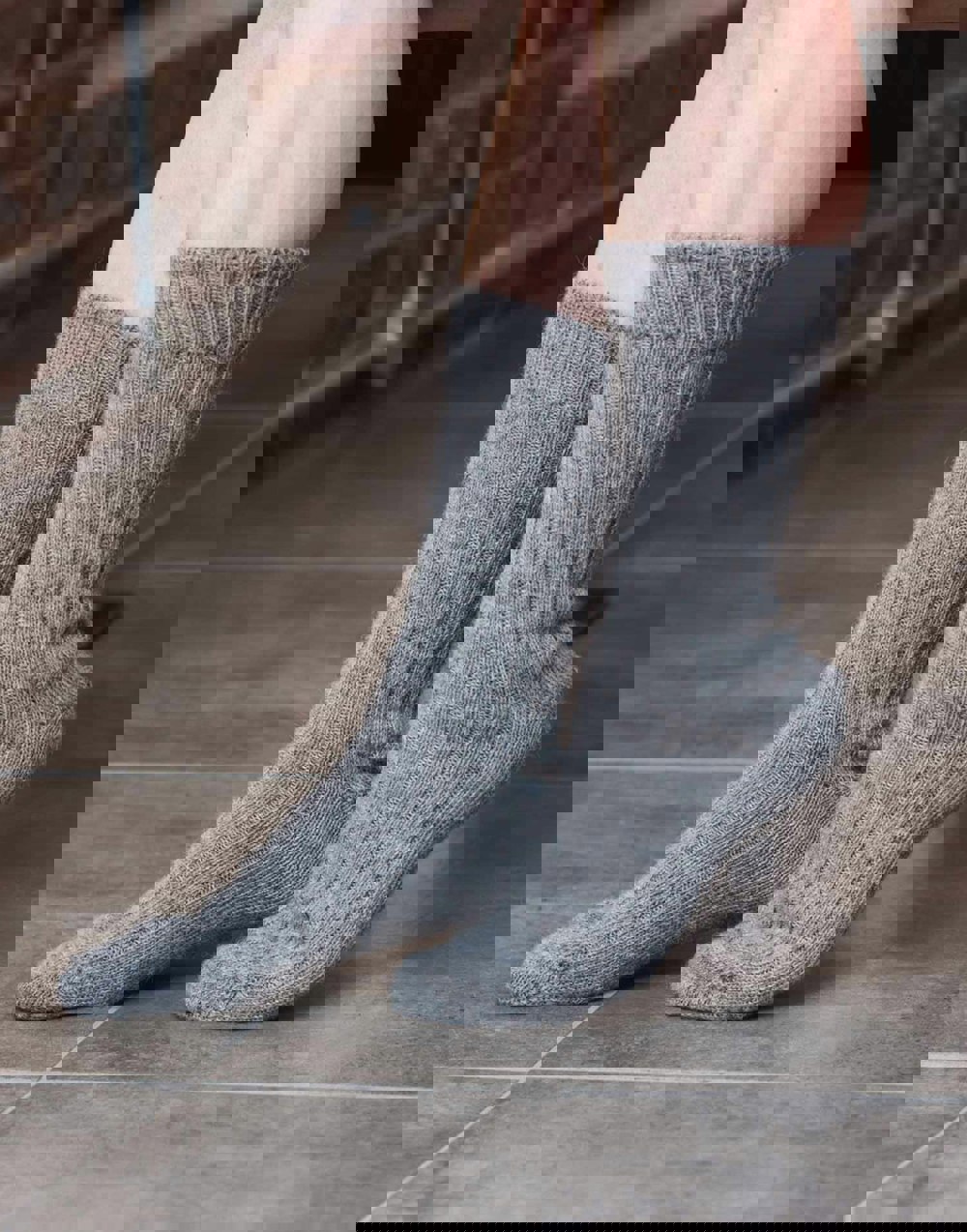 British Boxers Women's Alpaca Bed Socks – Light Grey