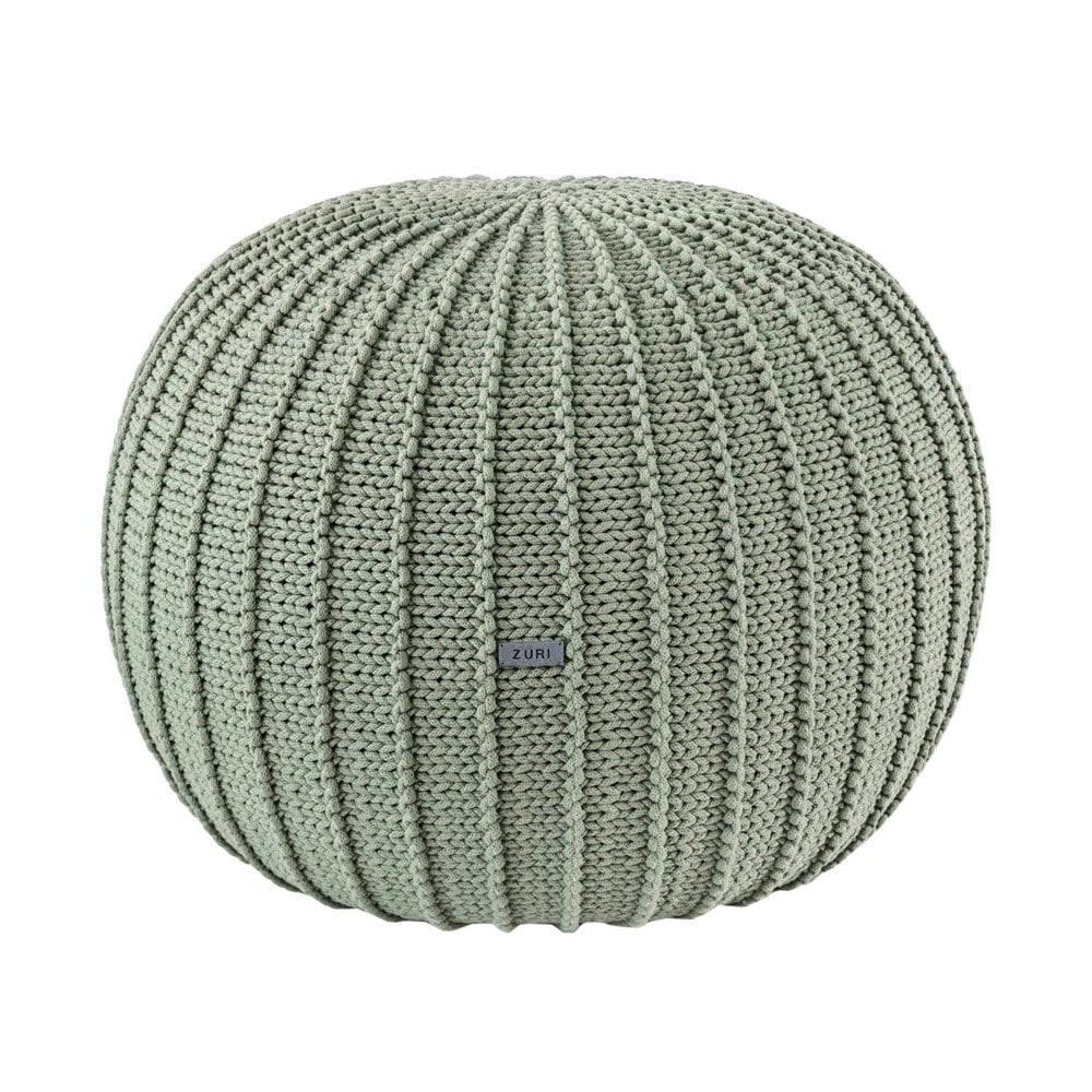 Zuri House Knitted pouffe, Medium | LIGHT OLIVE