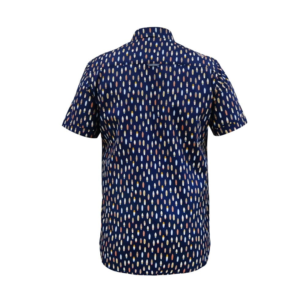Duke Mens D555 Hackford Surfboard Button-Down Kingsize Short-Sleeved Shirt - Navy
