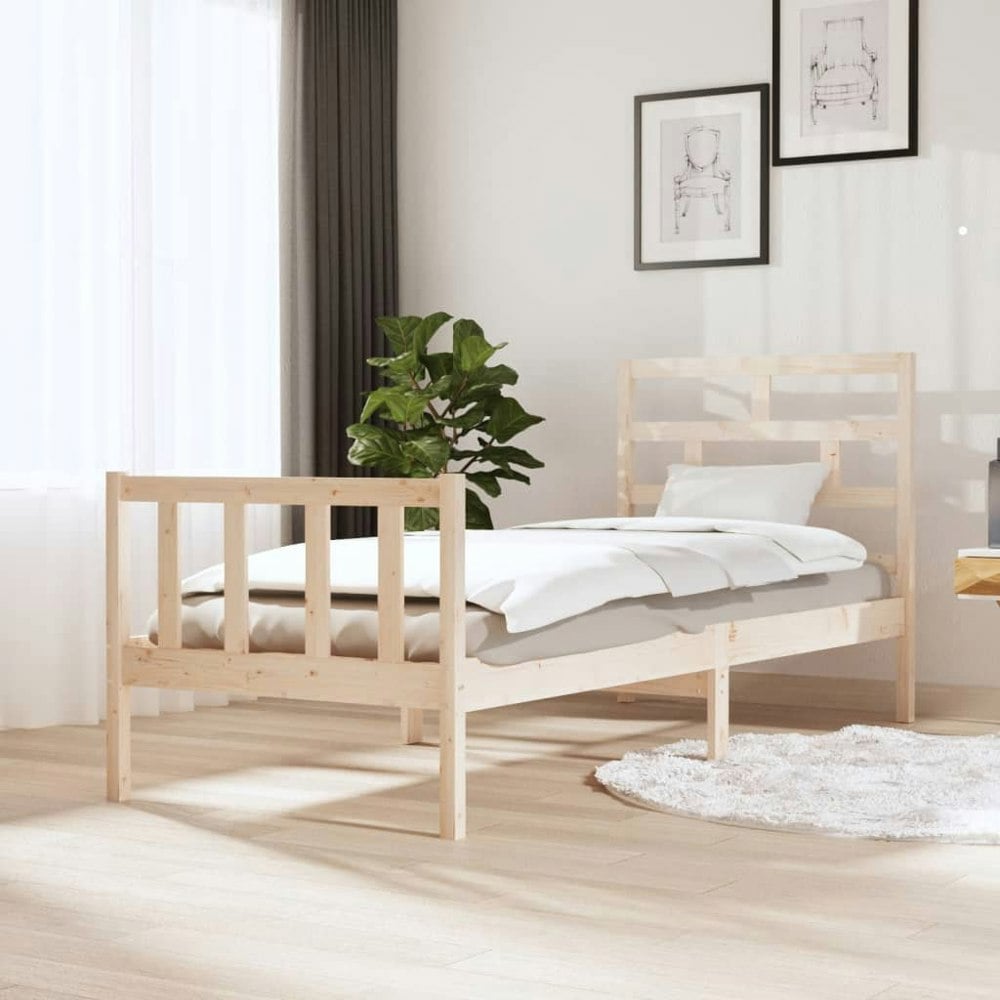 Berkfield Bed Frame Solid Wood Pine 75x190 cm Small Single