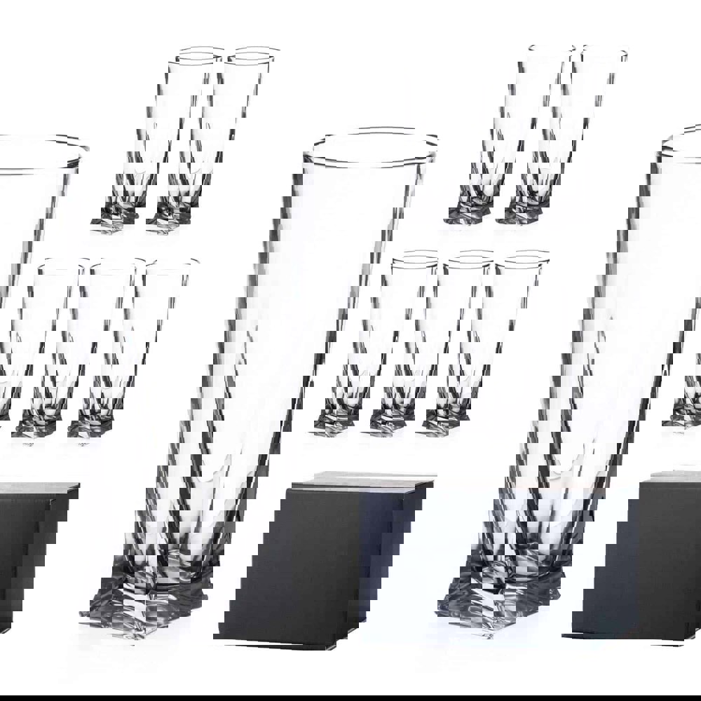 Diamante Quadro Crystal Highball Glasses - Set of 6