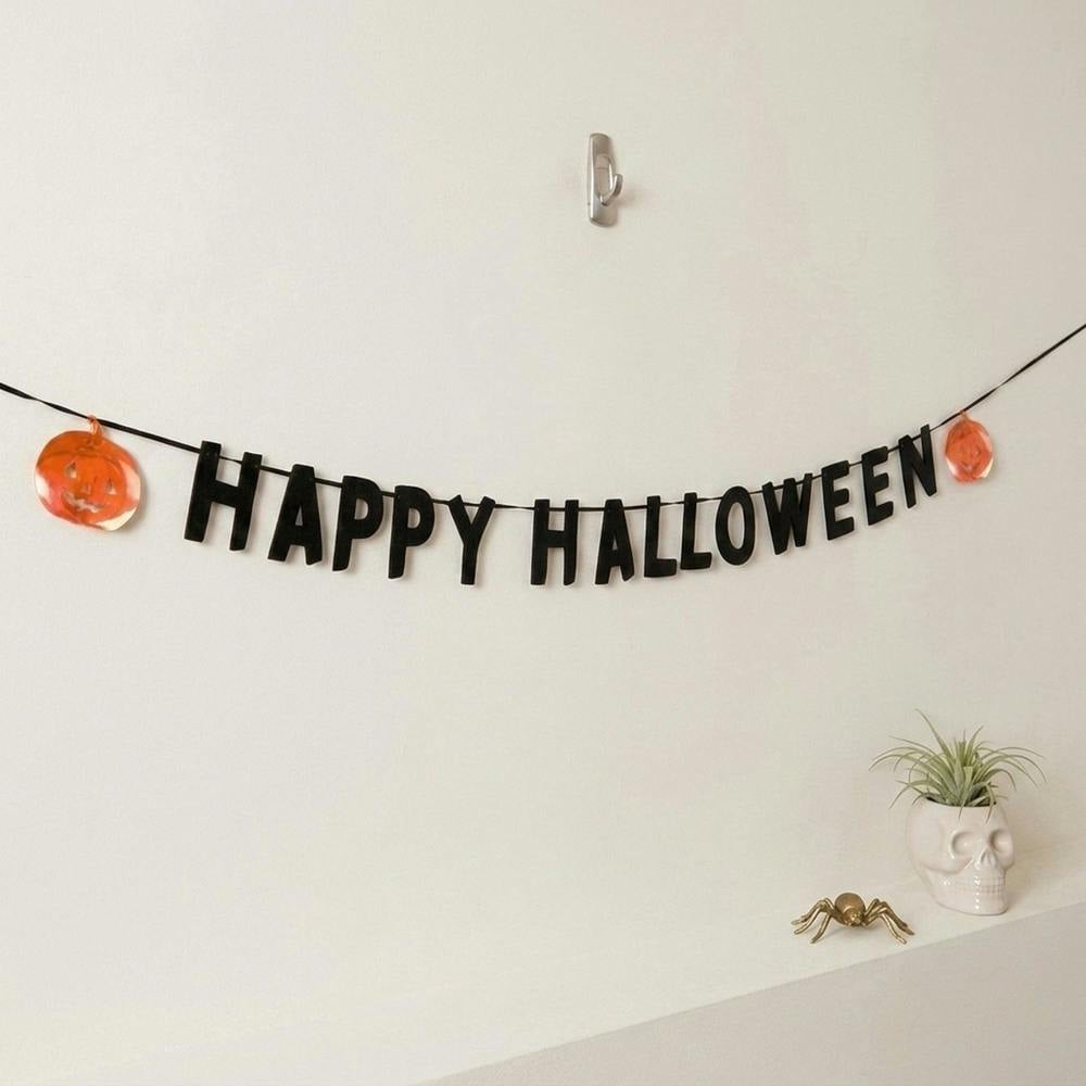 Garden Greatness Black Foil 'Happy Halloween' Bunting with Pumpkins