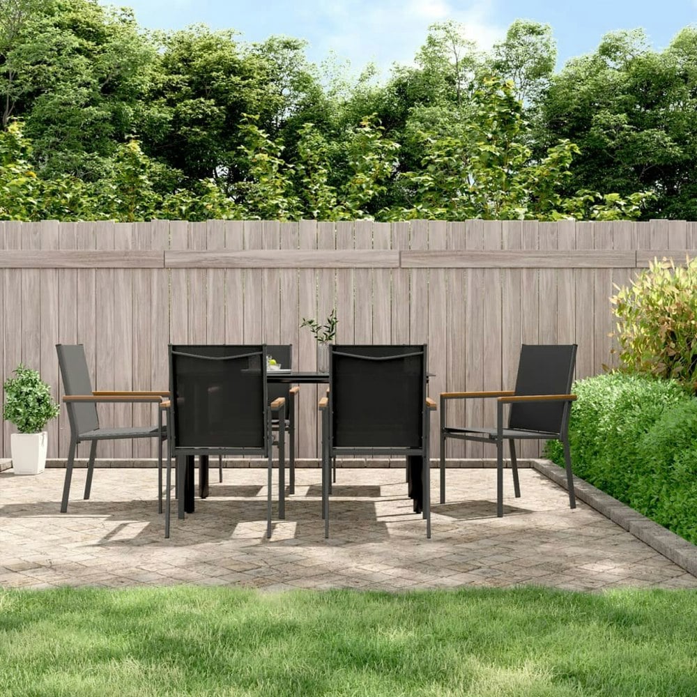 Berkfield 7 Piece Garden Dining Set Black Textilene and Steel