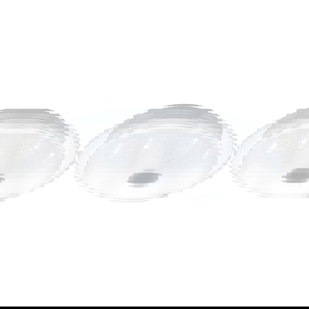 Wall Flush Ceiling Light White Shade White Chrome Plastic Crystal Effect LED 36W Loops