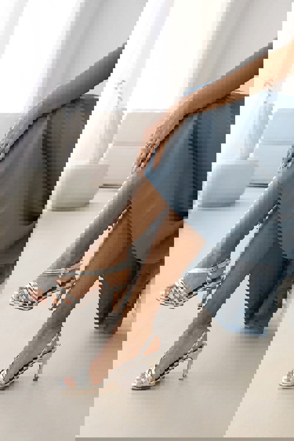 Where's That From Vespa Mutli Strap Slingback Low Block Heel in Silver