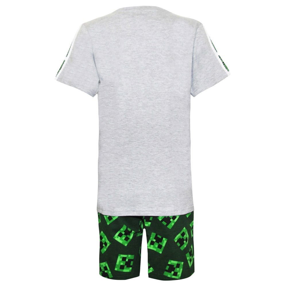 Minecraft Boys Short Pyjama Set - Heather Grey/Green/Black