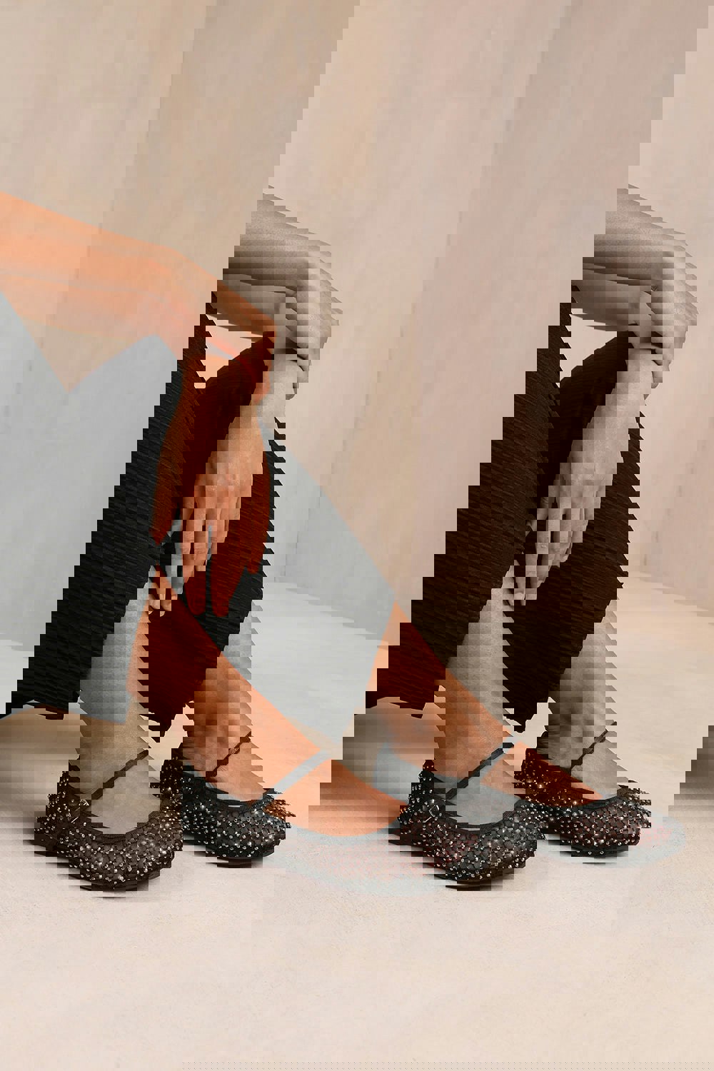 Where's That From Tennessee Diamante Detail Pump With Strap in Black Mesh