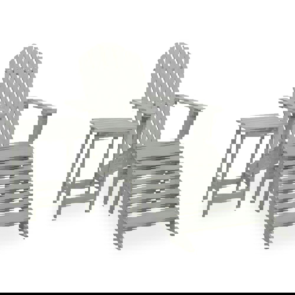 Berkfield Garden Adirondack Chair with Ottoman&Table Solid Fir Wood Grey