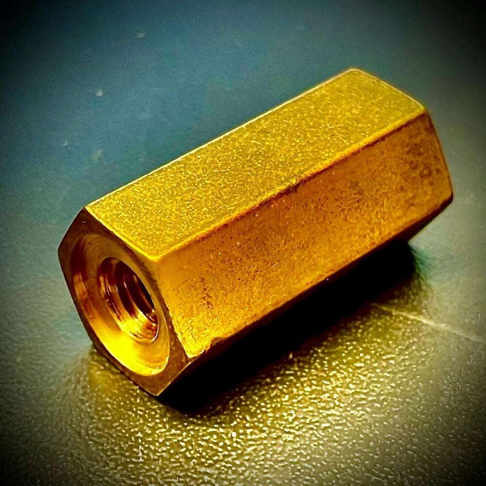 Fixaball M8 x 30mm Hex Threaded Bar Rod Connector Long Nut Brass
