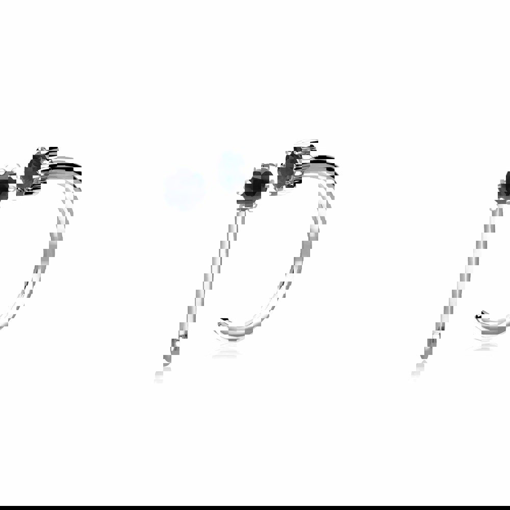 162E0284019 Sapphire Pull Through Hoop Earrings in 9ct White Gold 1