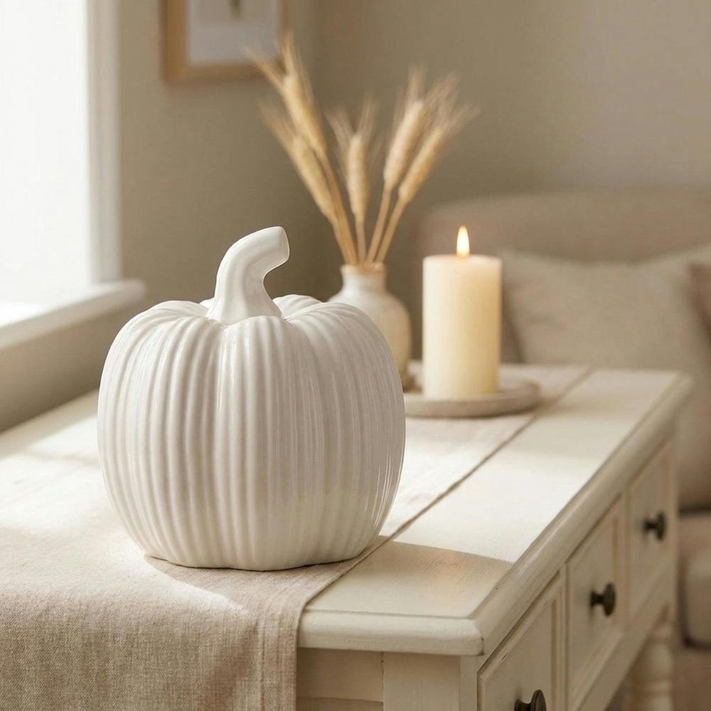 Garden Greatness Glossy Ceramic Pumpkin Ornament